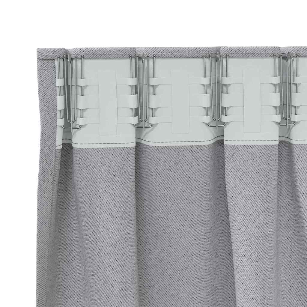 Blackout Curtains with Rings 2 pcs Light Grey 245 x 140 cm