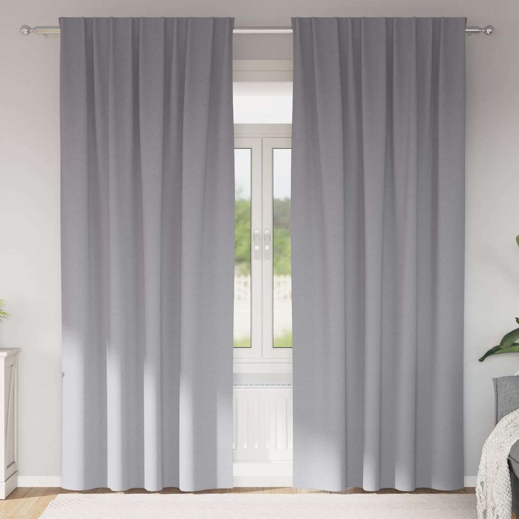 Blackout Curtains with Rings 2 pcs Light Grey 245 x 140 cm