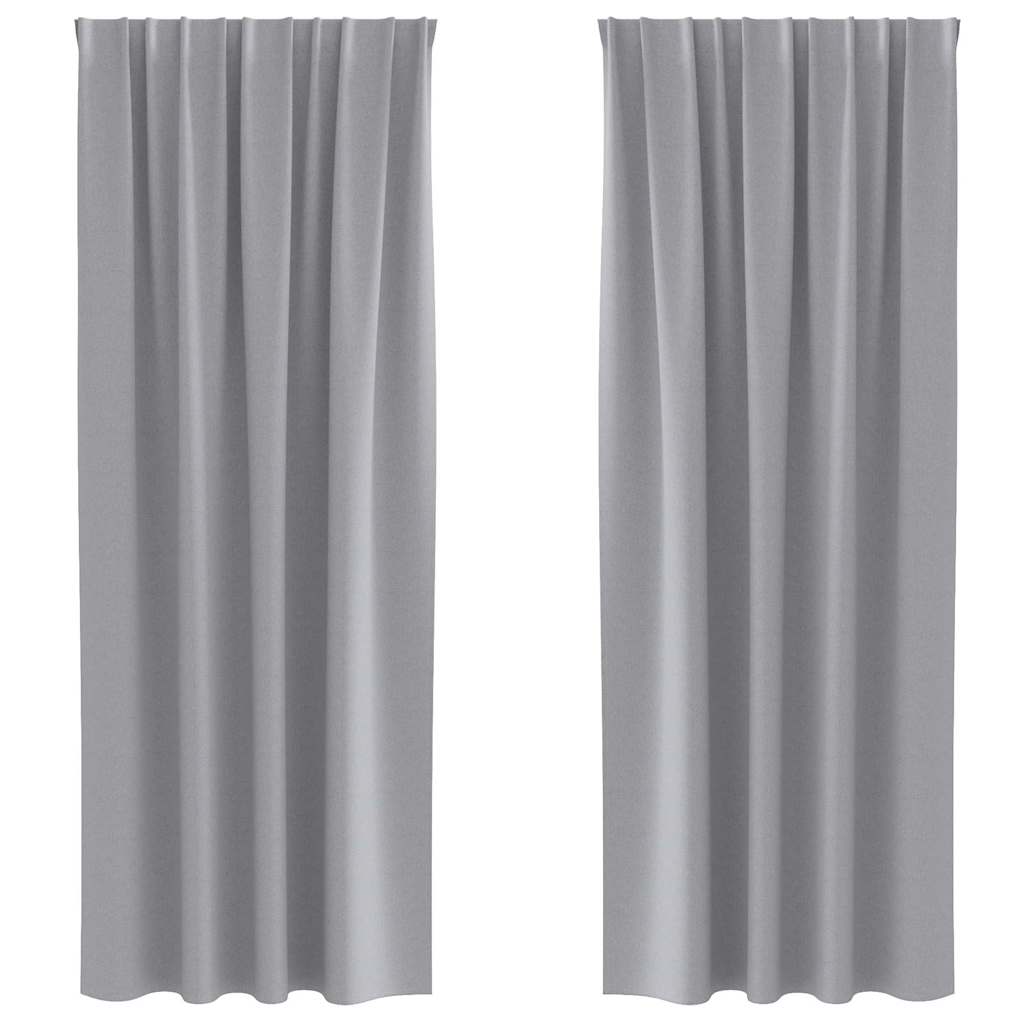 Blackout Curtains with Rings 2 pcs Light Grey 245 x 140 cm