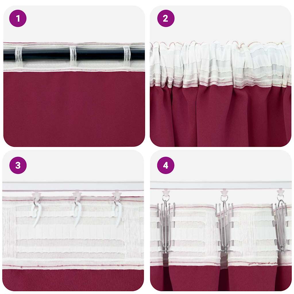 Blackout Curtains with Rings 2 pcs Wine Red 175 x 140 cm