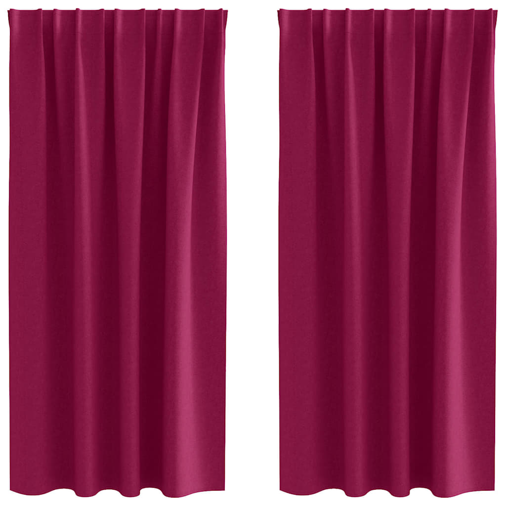 Blackout Curtains with Rings 2 pcs Wine Red 175 x 140 cm
