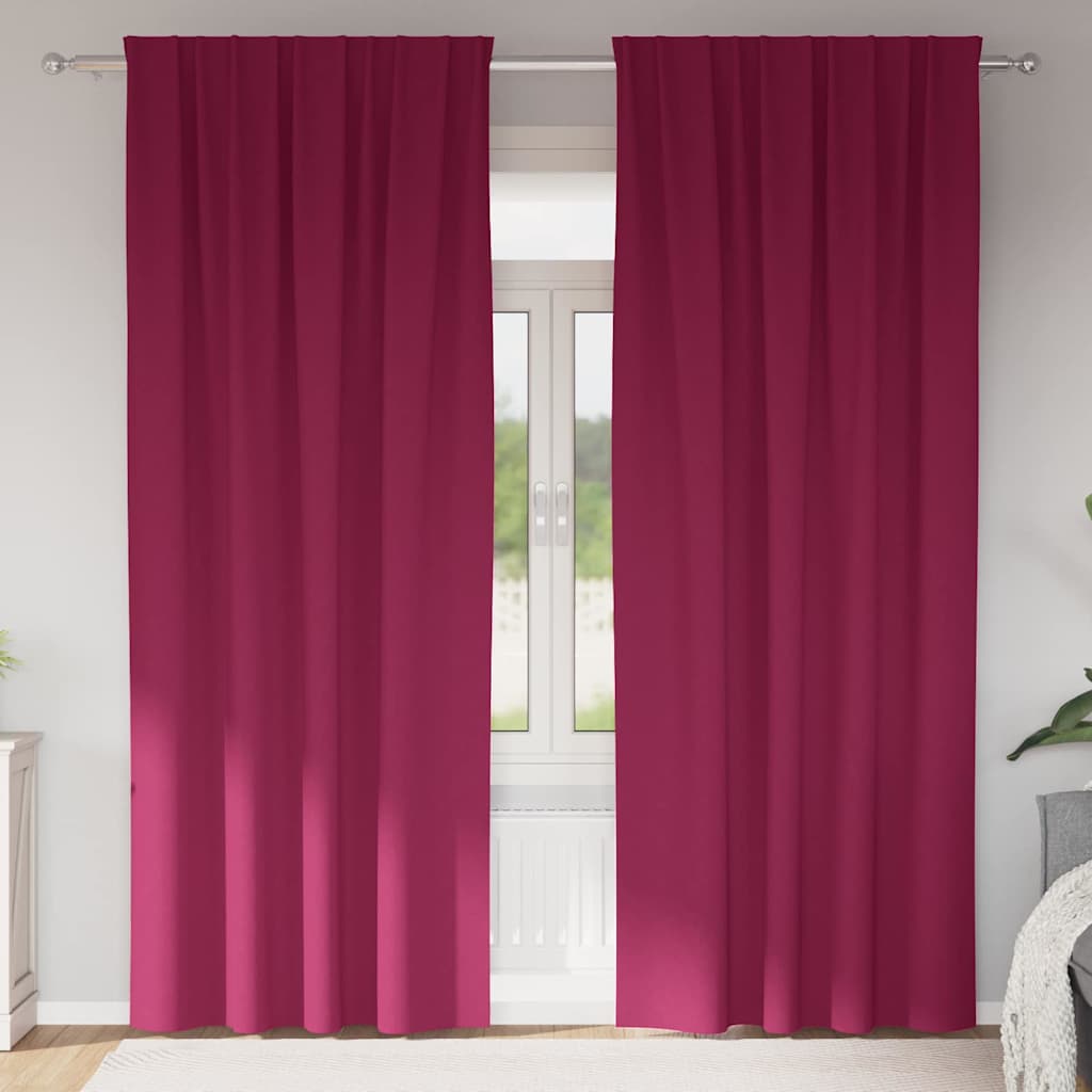 Blackout Curtains with Rings 2 pcs Wine Red 225 x 140 cm