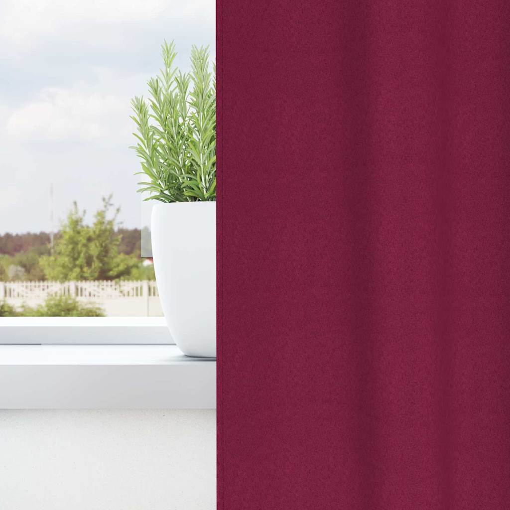 Blackout Curtains with Rings 2 pcs Wine Red 260 x 140 cm
