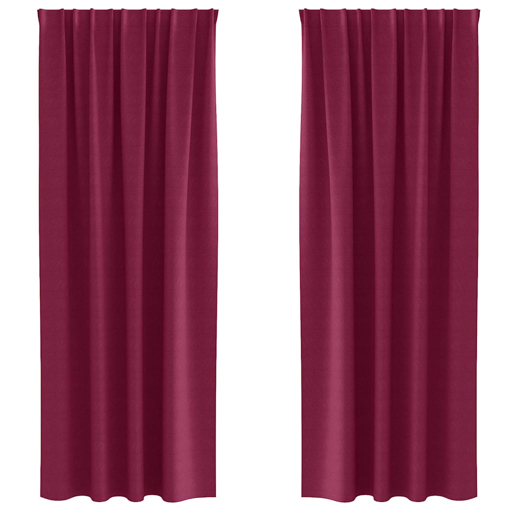 Blackout Curtains with Rings 2 pcs Wine Red 260 x 140 cm