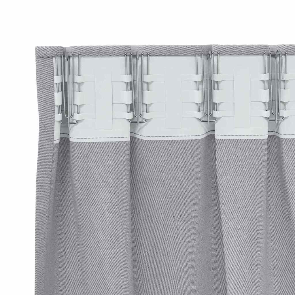 Blackout Curtains with Rings 2 pcs Metal Grey 175 x 140 cm