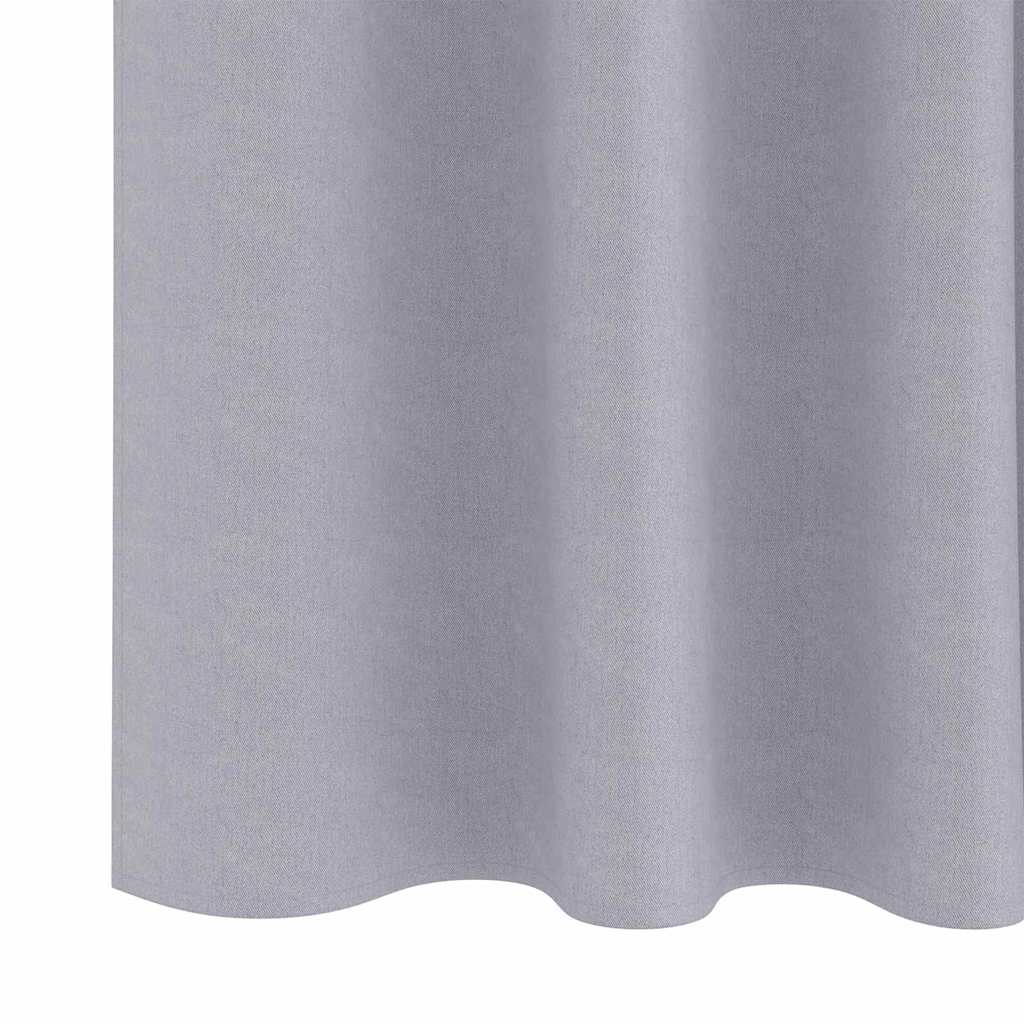 Blackout Curtains with Rings 2 pcs Metal Grey 175 x 140 cm