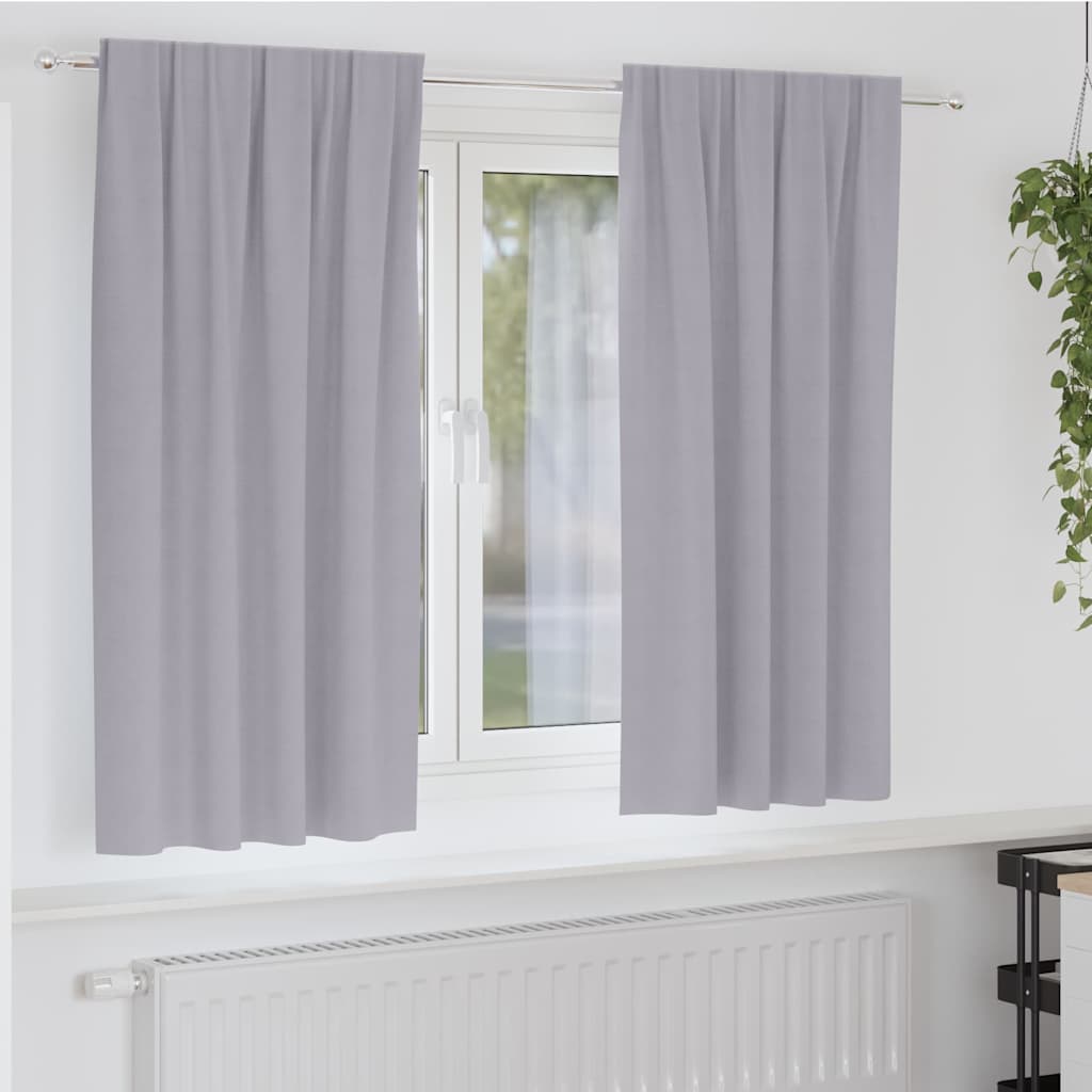 Blackout Curtains with Rings 2 pcs Metal Grey 175 x 140 cm