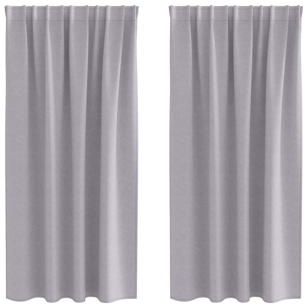 Blackout Curtains with Rings 2 pcs Metal Grey 175 x 140 cm