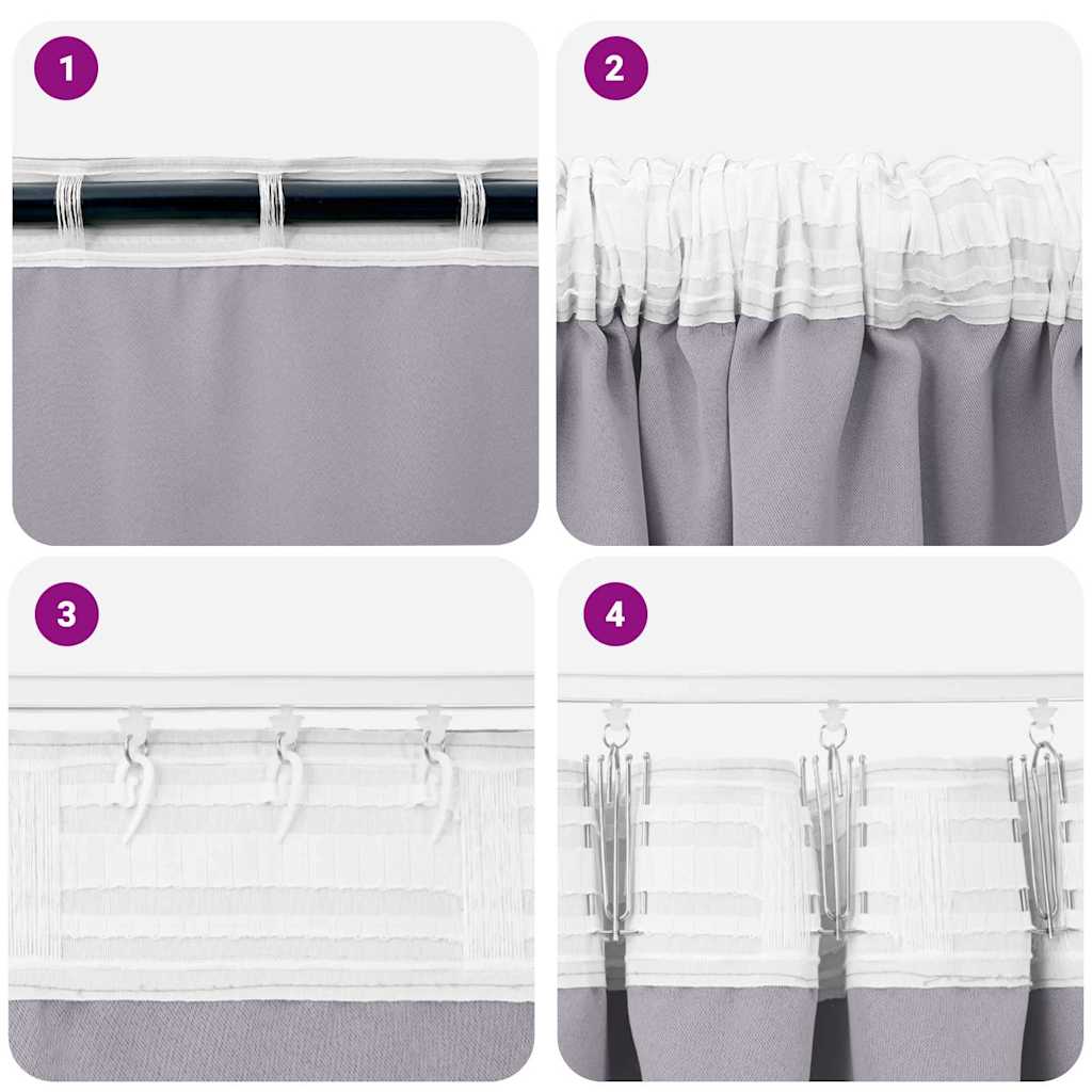 Blackout Curtains with Rings 2 pcs Metal Grey 245 x 140 cm