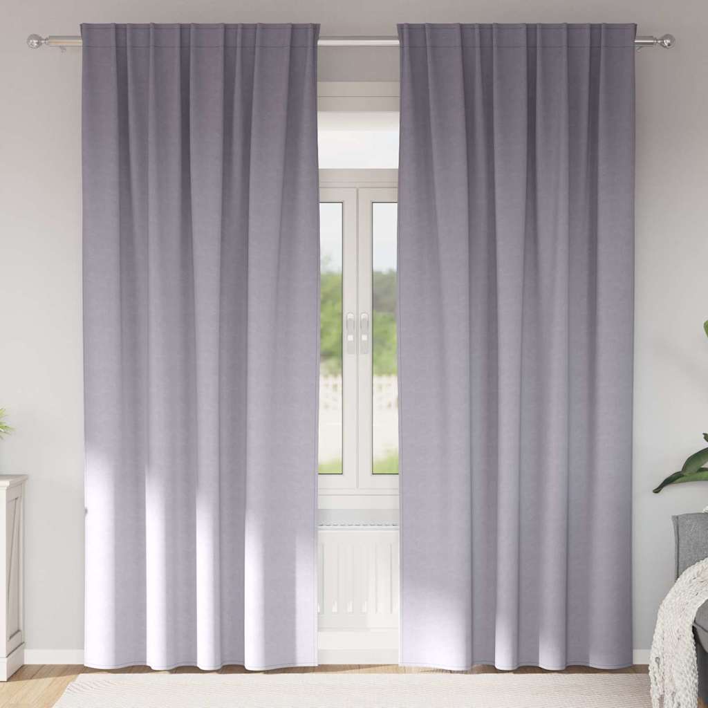 Blackout Curtains with Rings 2 pcs Metal Grey 245 x 140 cm