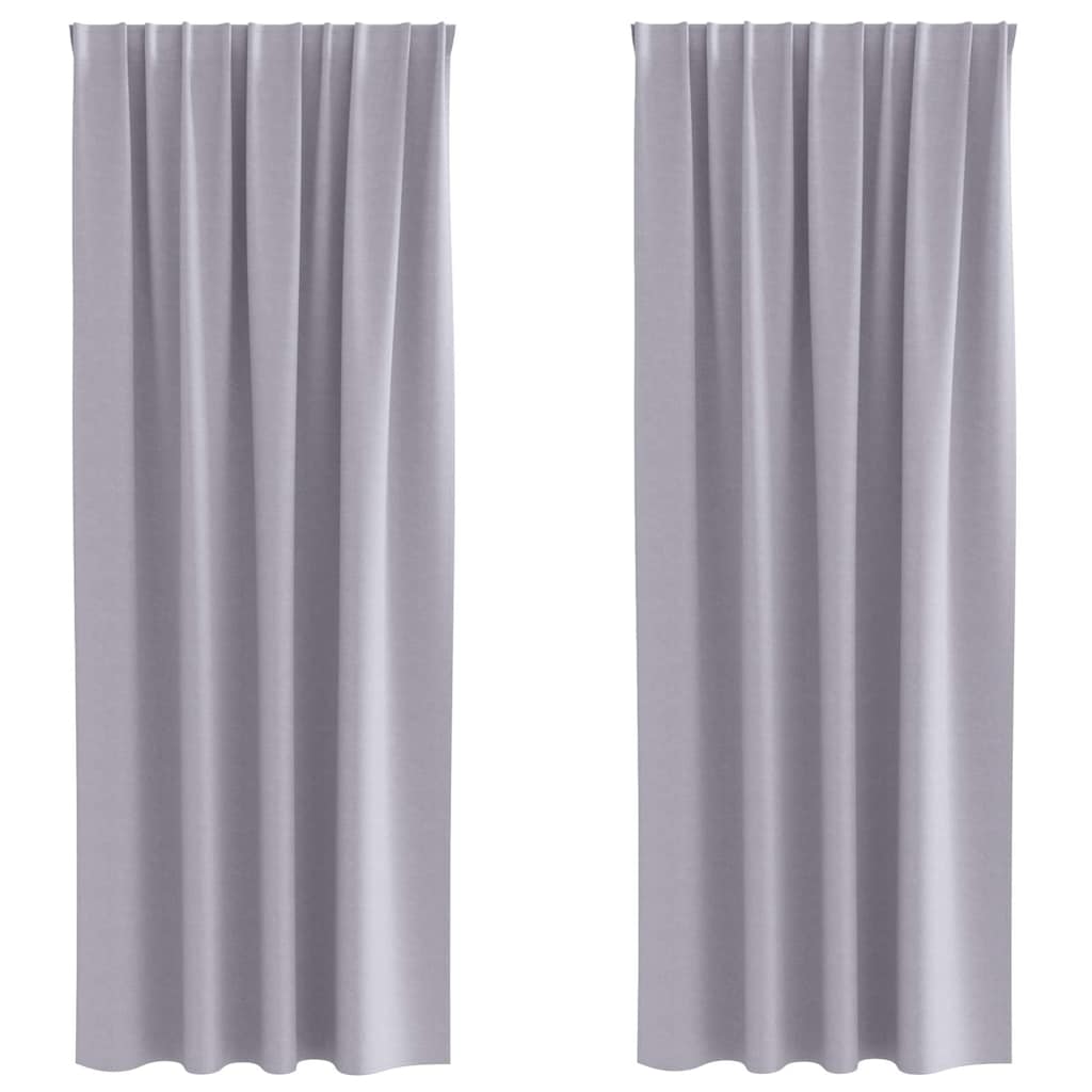Blackout Curtains with Rings 2 pcs Metal Grey 245 x 140 cm