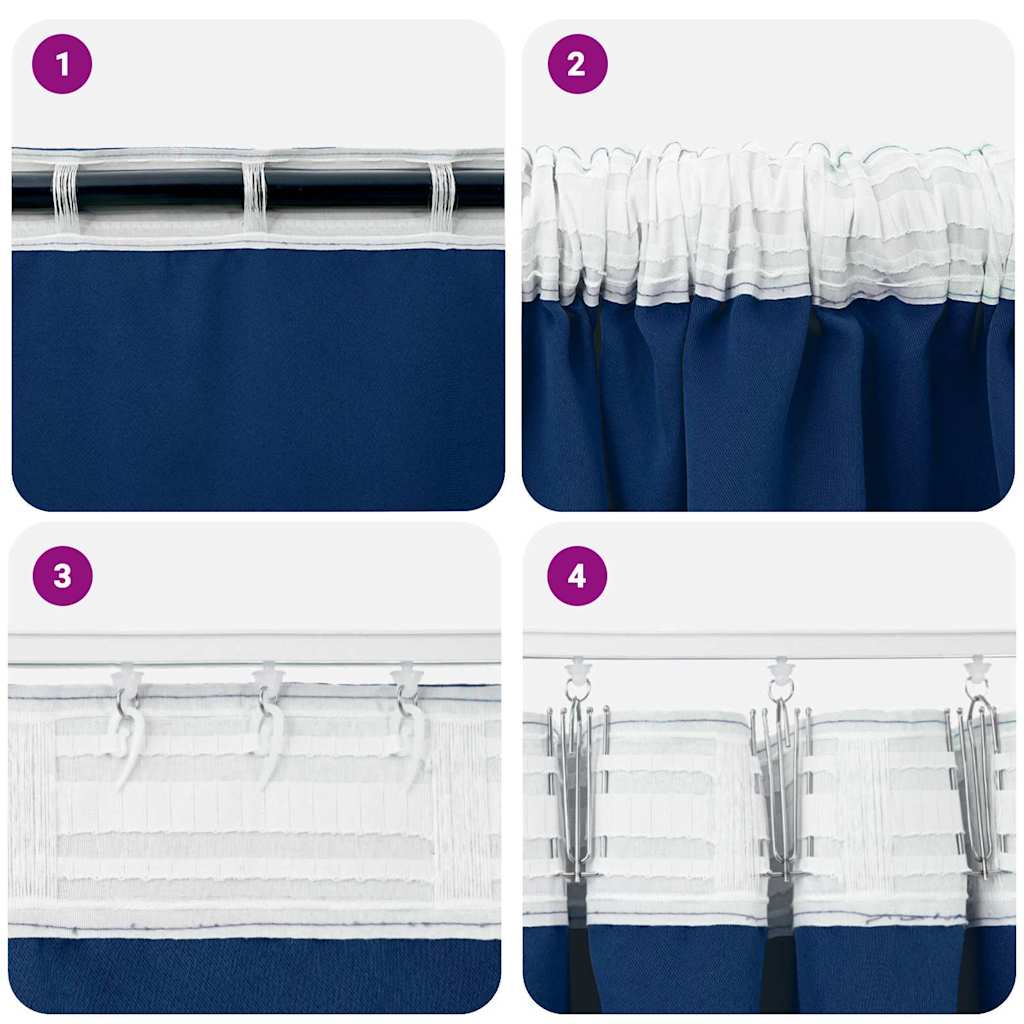 Blackout Curtains with Rings 2 pcs Dark Blue 140 x 140 cm