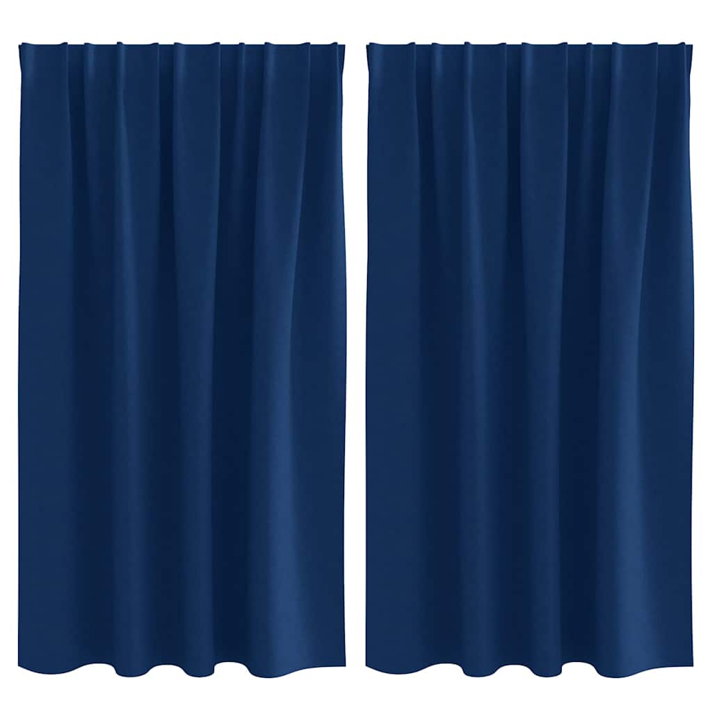 Blackout Curtains with Rings 2 pcs Dark Blue 140 x 140 cm