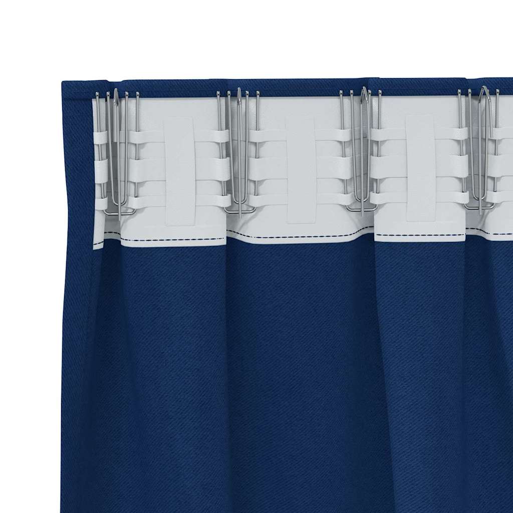 Blackout Curtains with Rings 2 pcs Dark Blue 225 x 140 cm