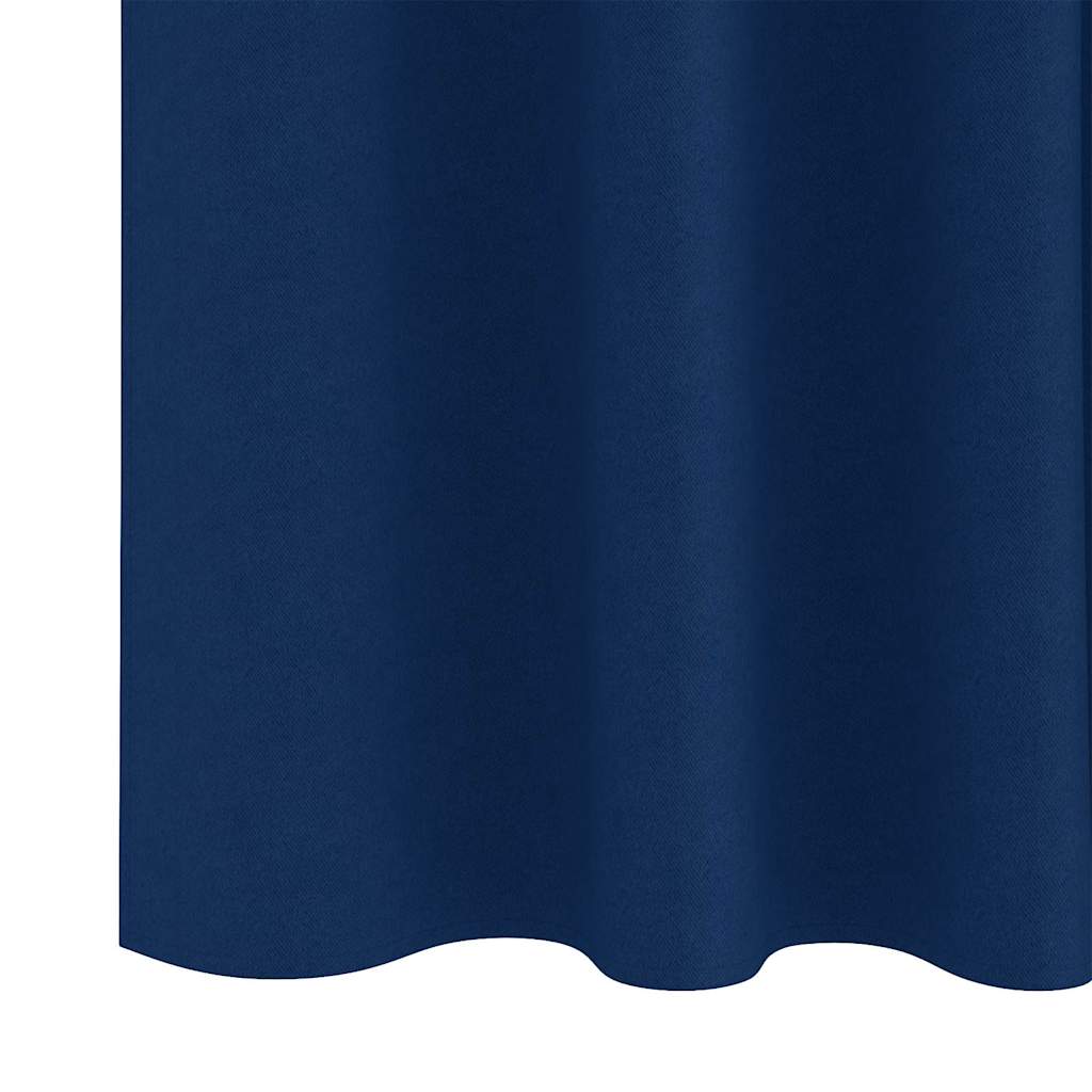 Blackout Curtains with Rings 2 pcs Dark Blue 225 x 140 cm
