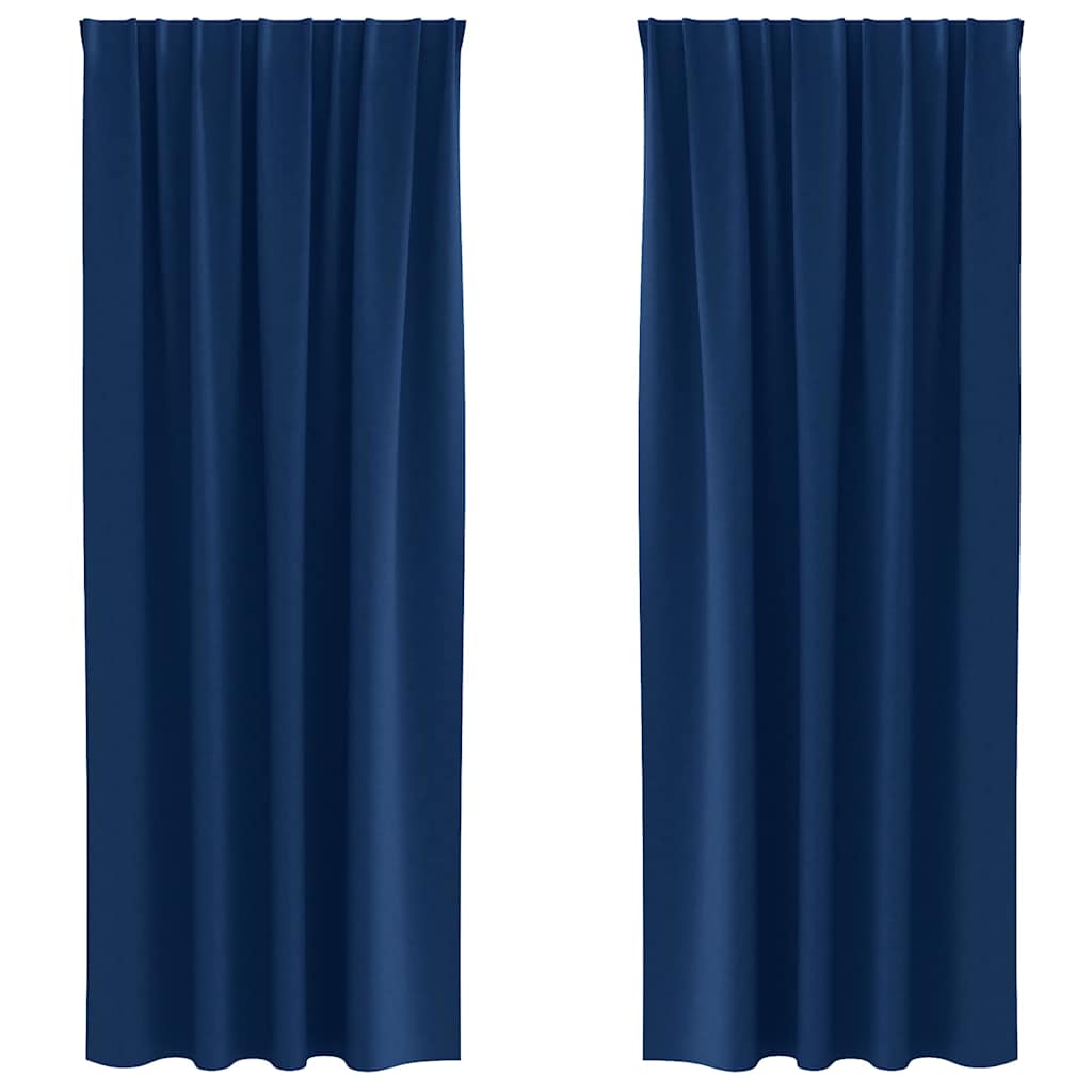 Blackout Curtains with Rings 2 pcs Dark Blue 245 x 140 cm