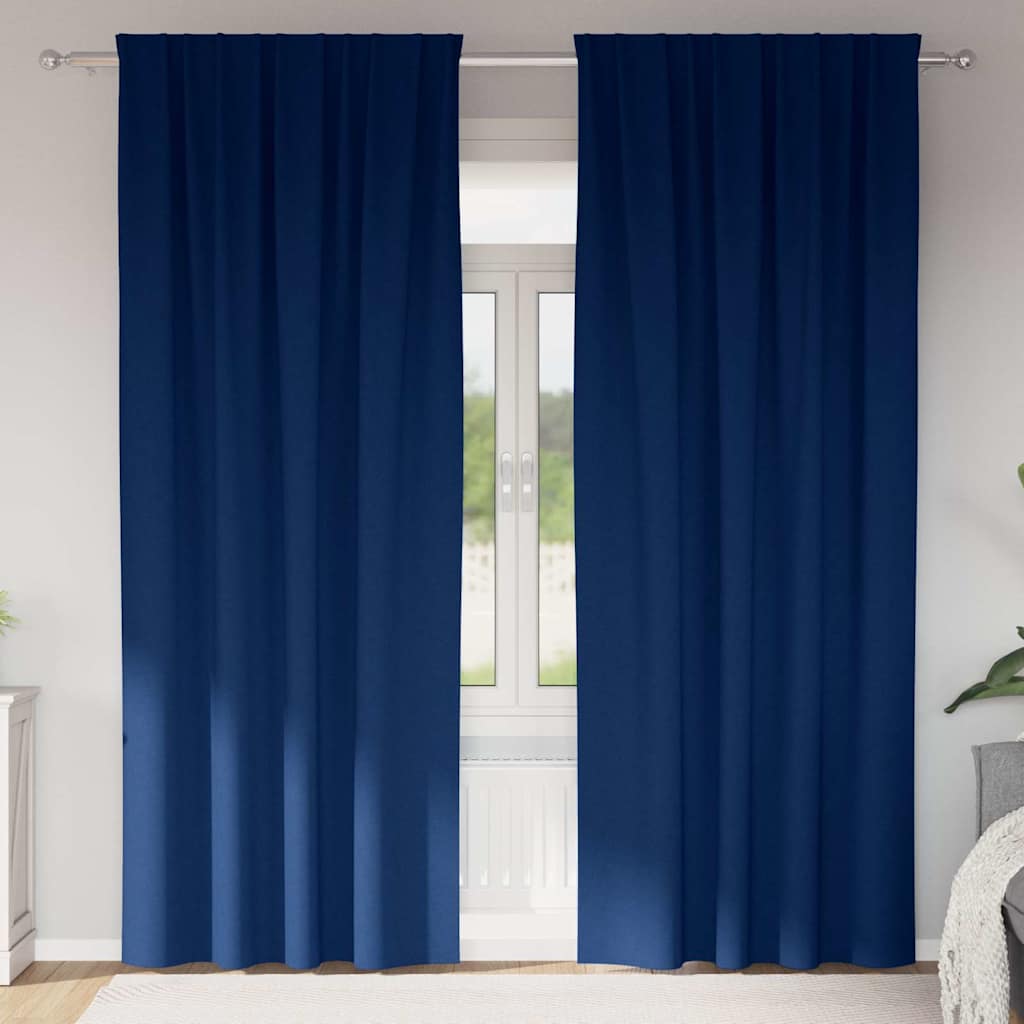 Blackout Curtains with Rings 2 pcs Dark Blue 260 x 140 cm
