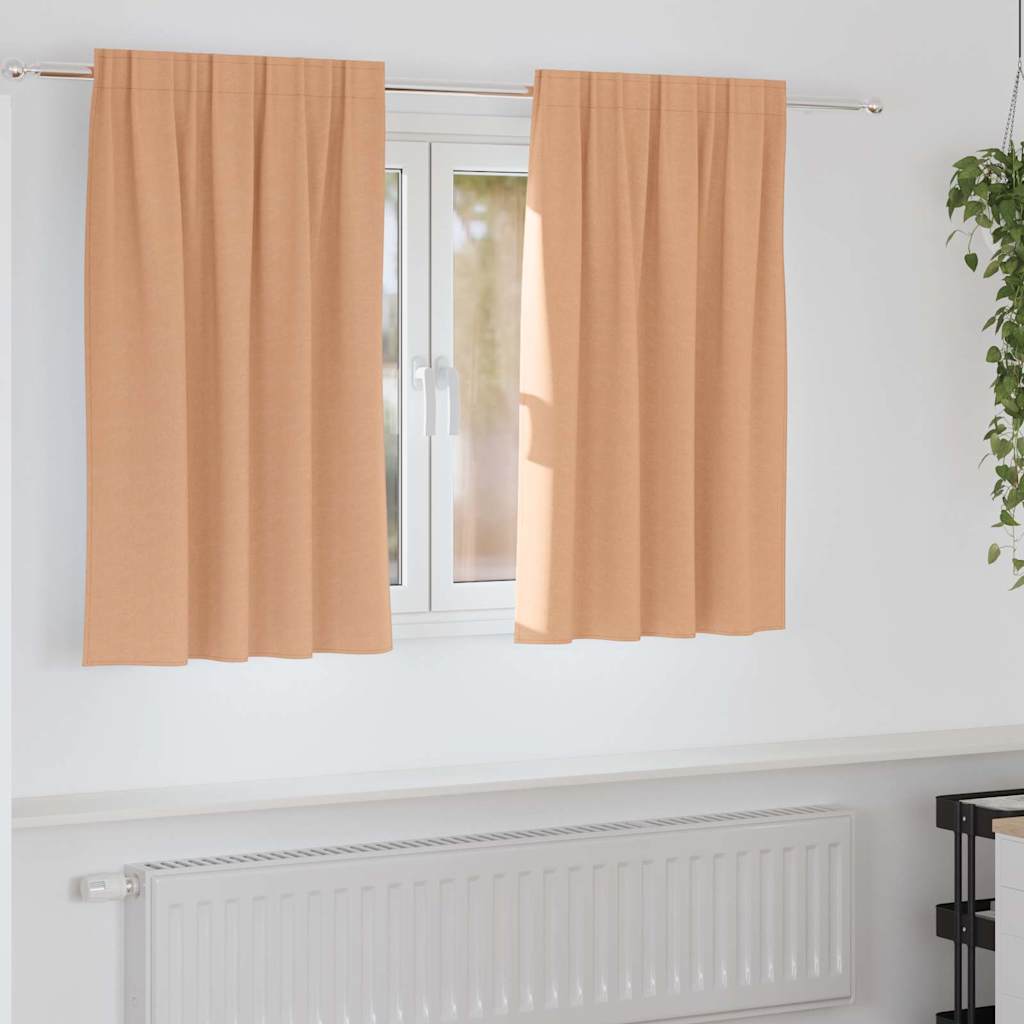 Blackout Curtains with Rings 2 pcs Light Brown 140 x 140 cm