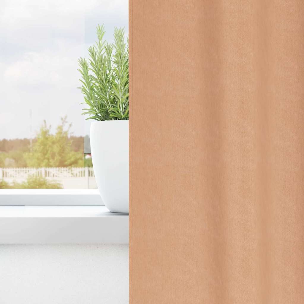 Blackout Curtains with Rings 2 pcs Light Brown 245 x 140 cm