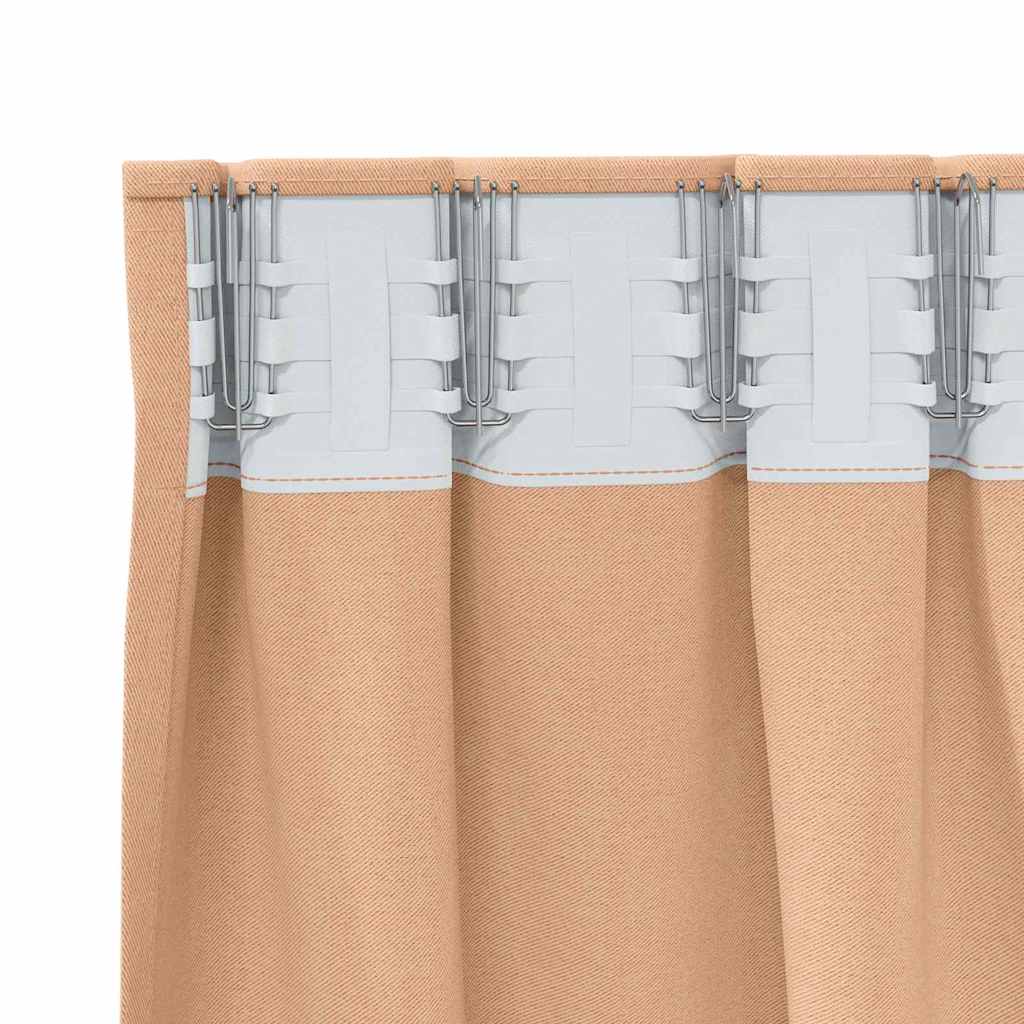Blackout Curtains with Rings 2 pcs Light Brown 260 x 140 cm