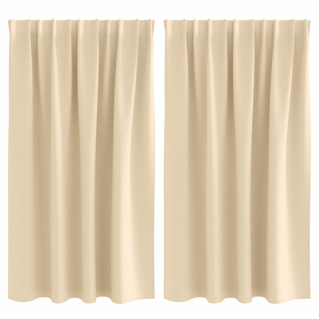 Blackout Curtains with Rings 2 pcs Cream 140 x 140 cm Polyester