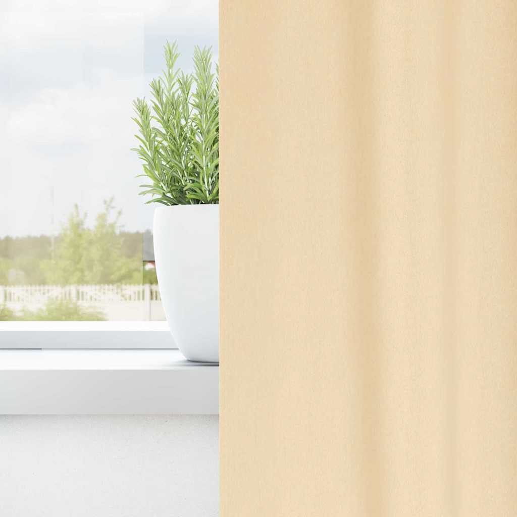 Blackout Curtains with Rings 2 pcs Cream 225 x 140 cm Polyester