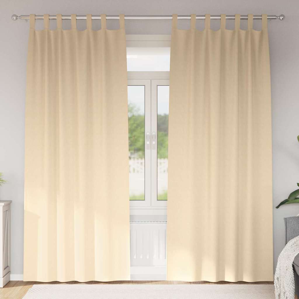 Blackout Curtains with Rings 2 pcs Cream 225 x 140 cm Polyester