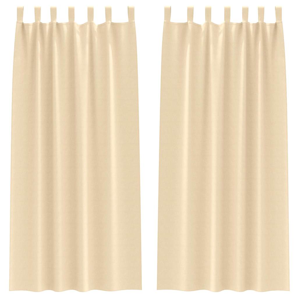 Blackout Curtains with Rings 2 pcs Cream 225 x 140 cm Polyester