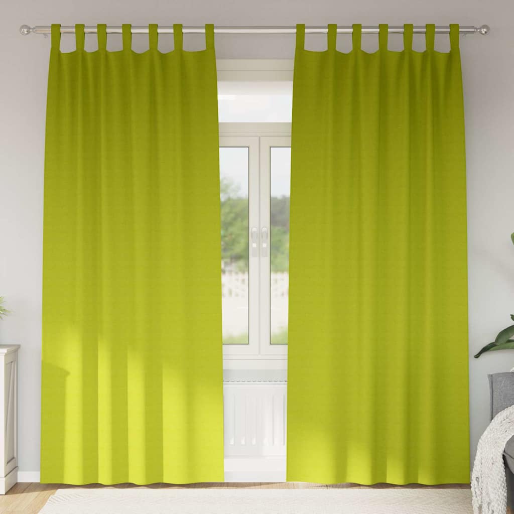 Blackout Curtains with Rings 2 pcs Green 225 x 140 cm Polyester