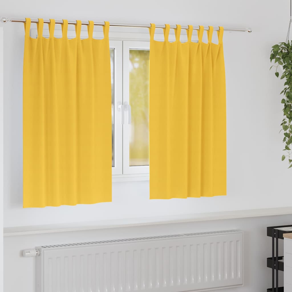 Blackout Curtains with Rings 2 pcs Mustard Yellow 140 x 140 cm