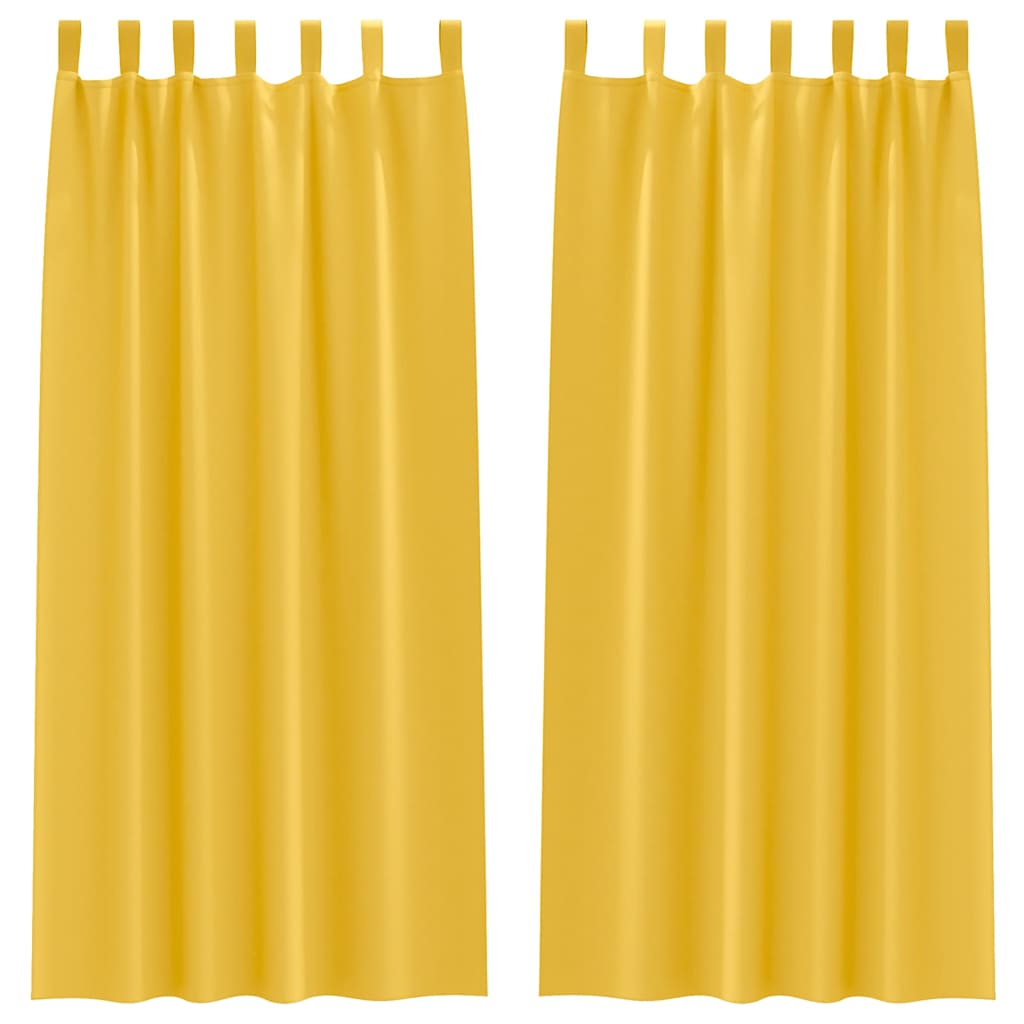 Blackout Curtains with Rings 2 pcs Mustard Yellow 245 x 140 cm