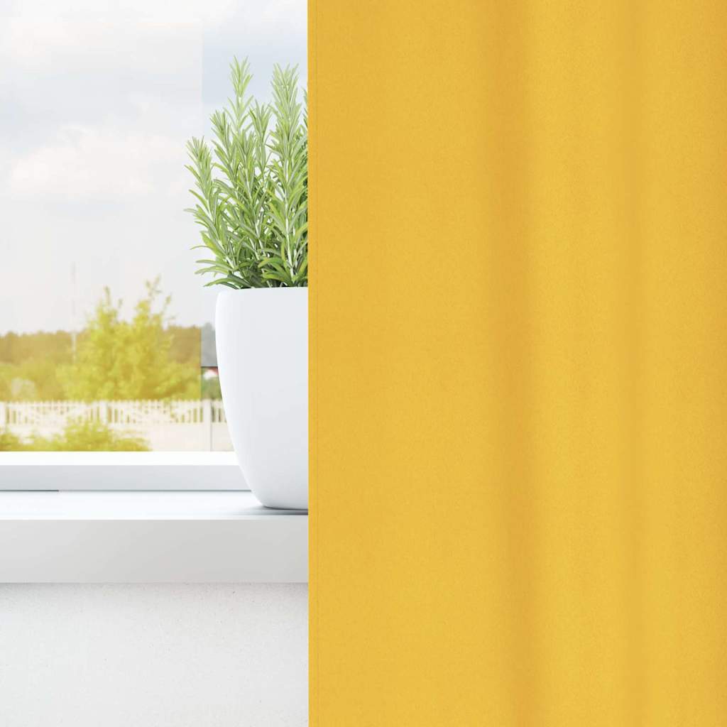 Blackout Curtains with Rings 2 pcs Mustard Yellow 260 x 140 cm