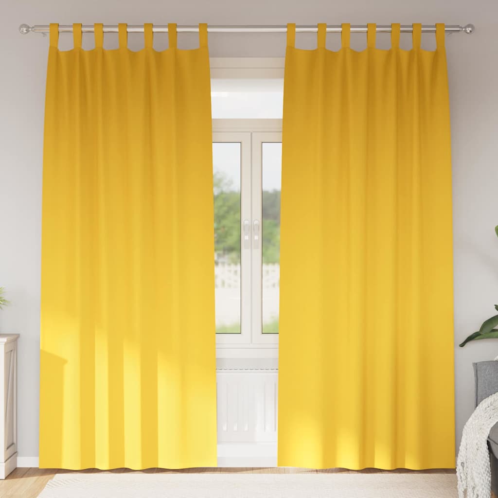 Blackout Curtains with Rings 2 pcs Mustard Yellow 260 x 140 cm
