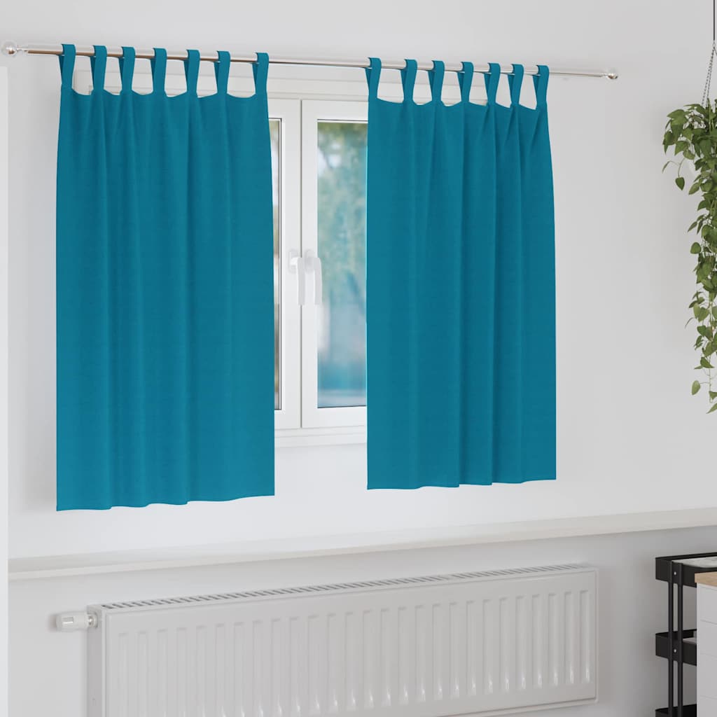 Blackout Curtains with Rings 2 pcs Turquoise 140 x 140 cm