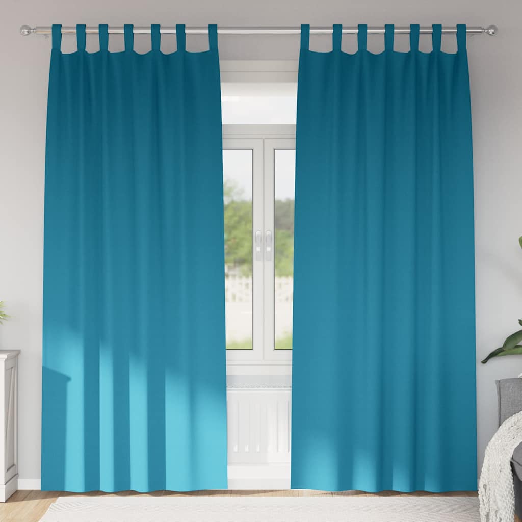 Blackout Curtains with Rings 2 pcs Turquoise 225 x 140 cm
