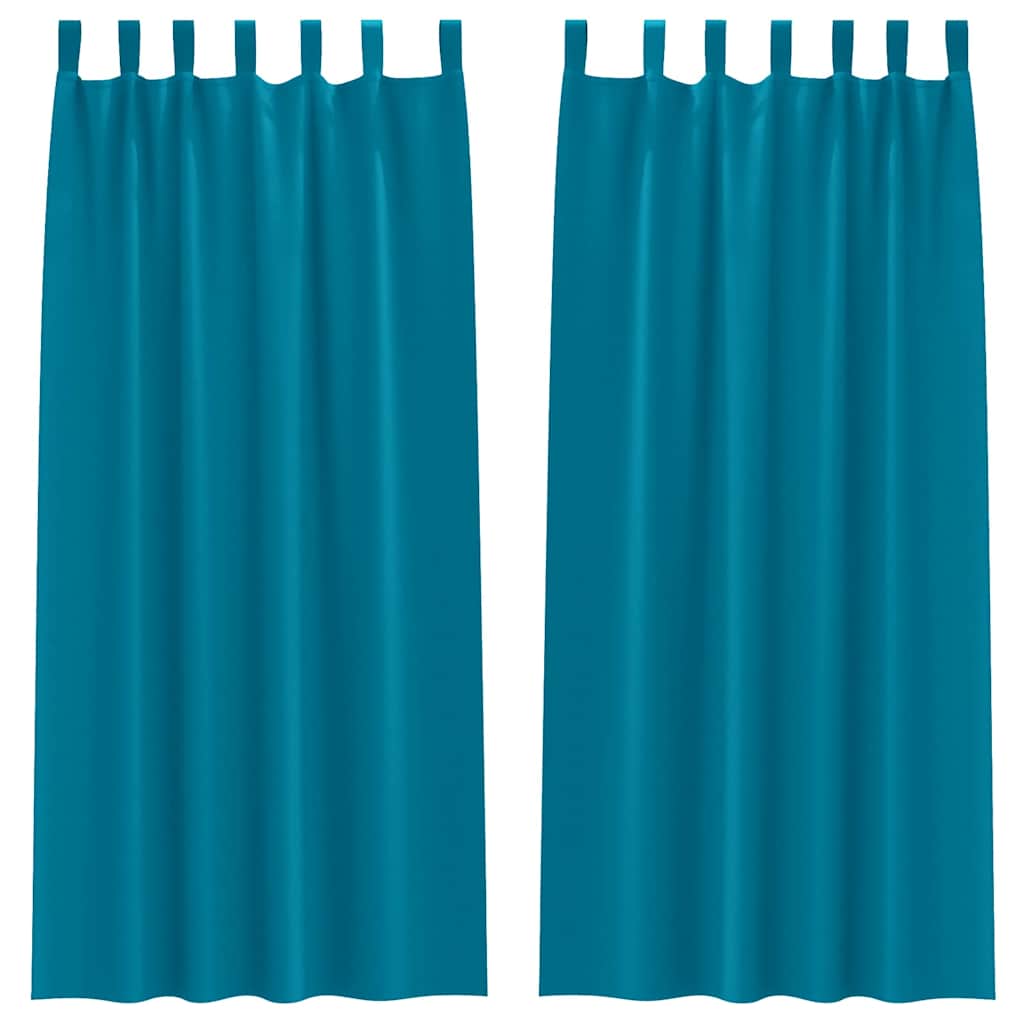 Blackout Curtains with Rings 2 pcs Turquoise 225 x 140 cm