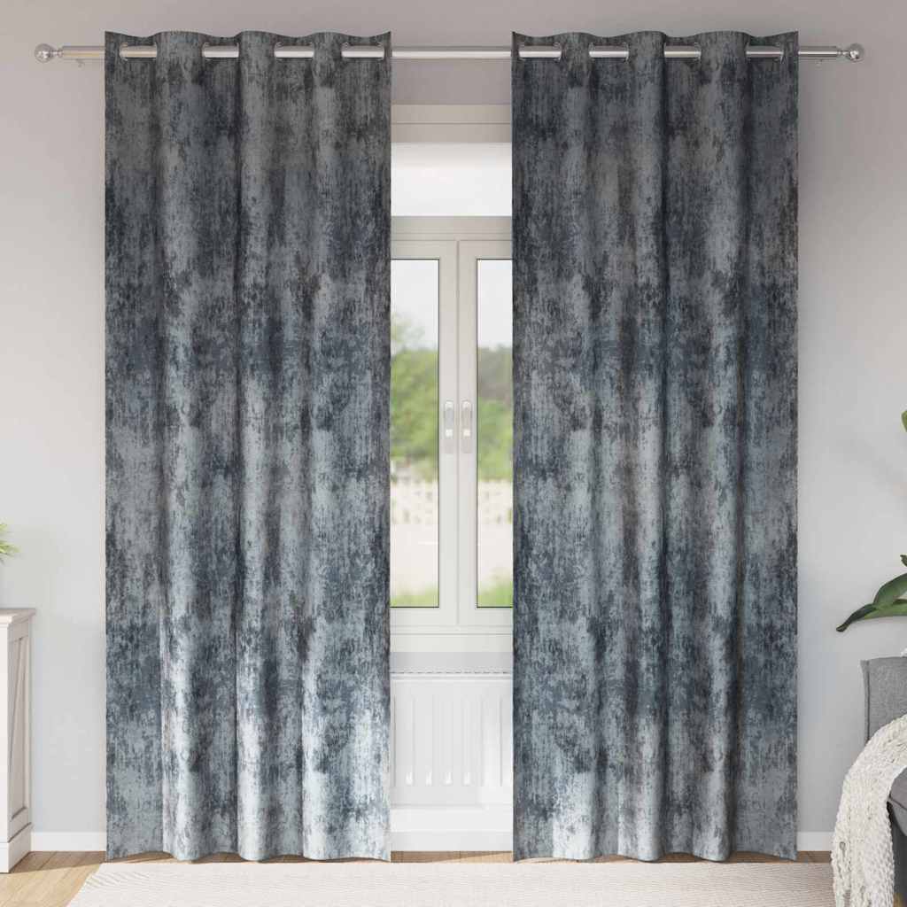 Velvet Curtains 2 pcs Silver Grey 225 x 140 cm Velvet