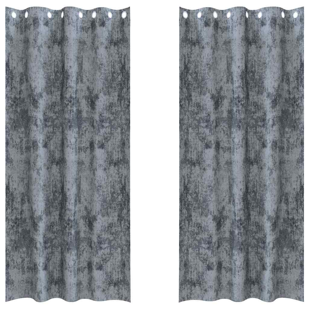Velvet Curtains 2 pcs Silver Grey 225 x 140 cm Velvet