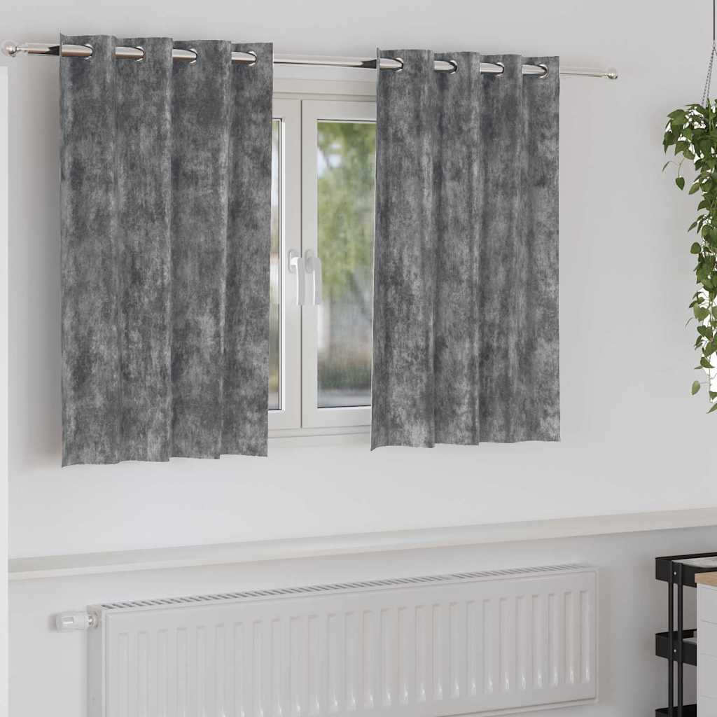 Velvet Curtains with Curtains 2 pcs Grey 140 x 140 cm Velvet