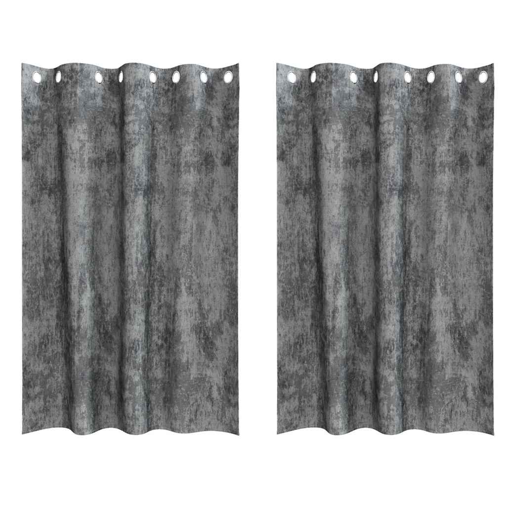 Velvet Curtains with Curtains 2 pcs Grey 175 x 140 cm Velvet