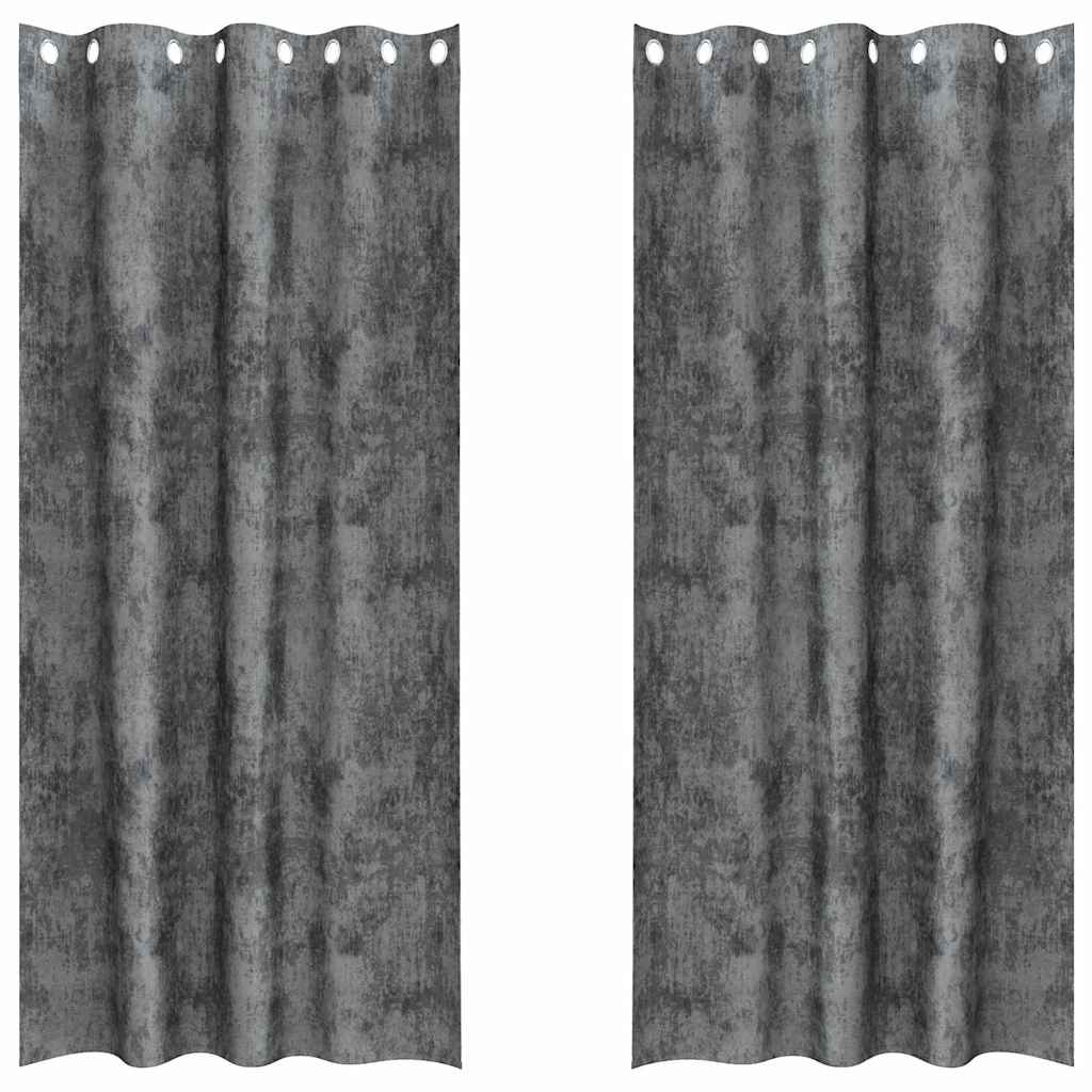Velvet Curtains with Curtains 2 pcs Grey 245 x 140 cm Velvet