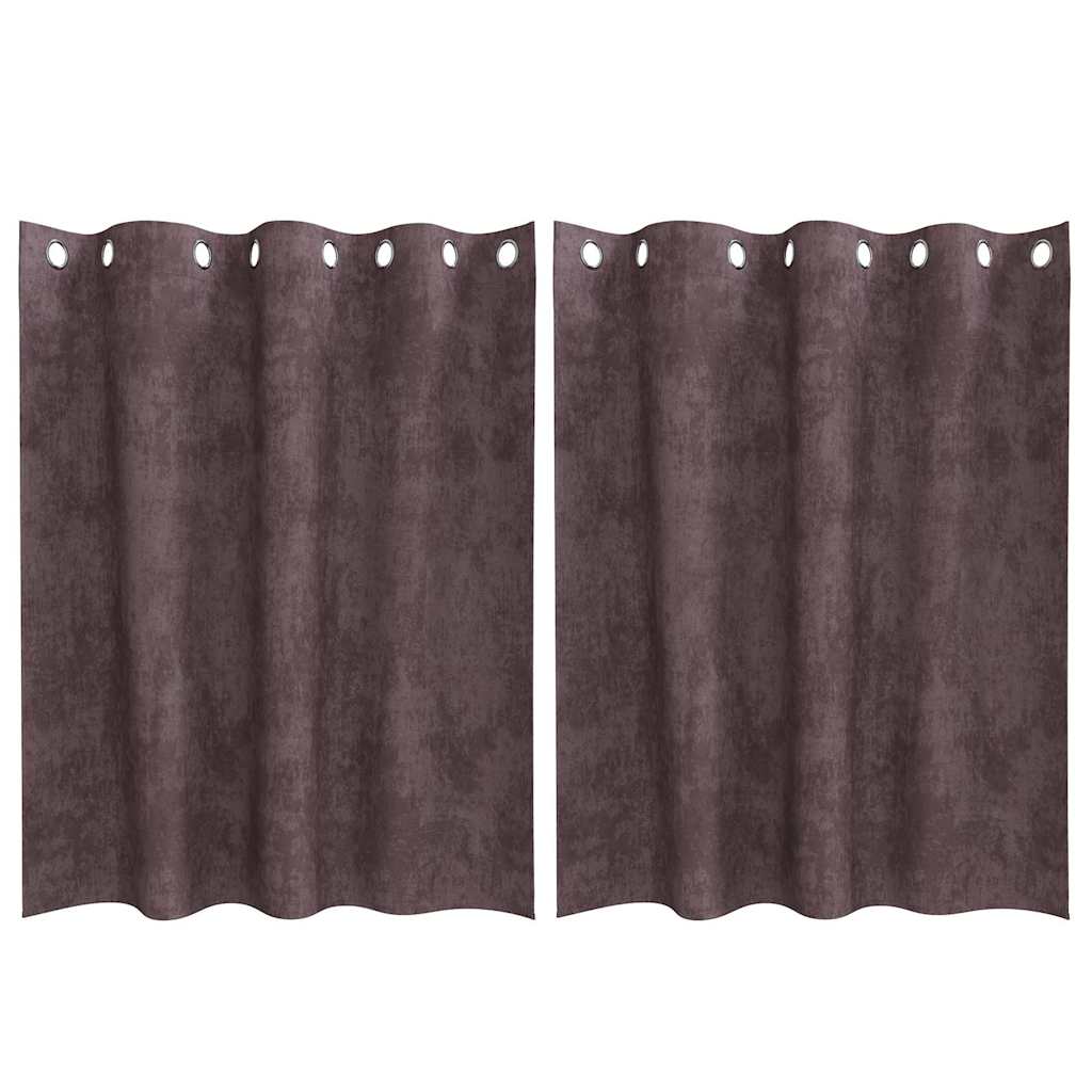 Velvet Curtains with Curtains 2 pcs Brown 140 x 140 cm Velvet