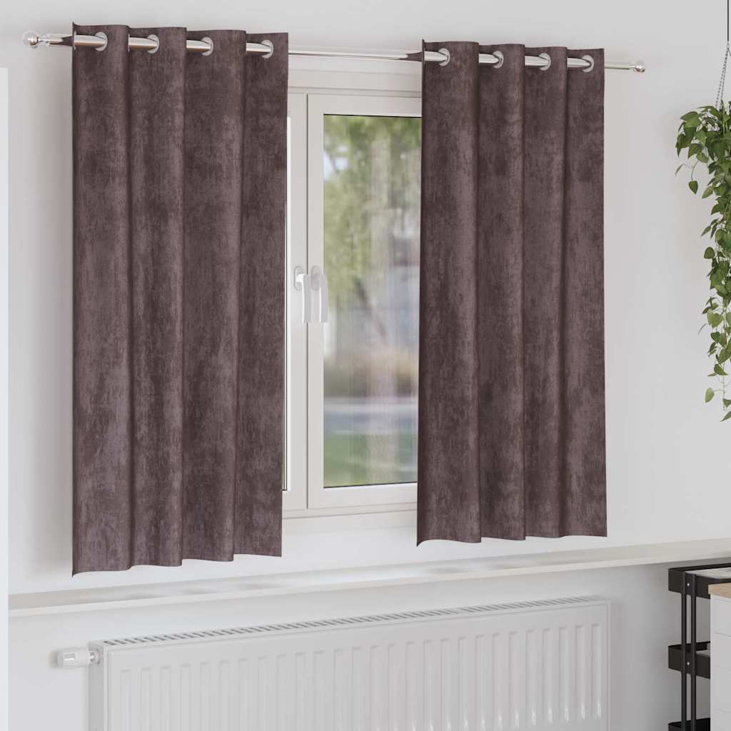 Velvet Curtains with Curtains 2 pcs Brown 175 x 140 cm Velvet