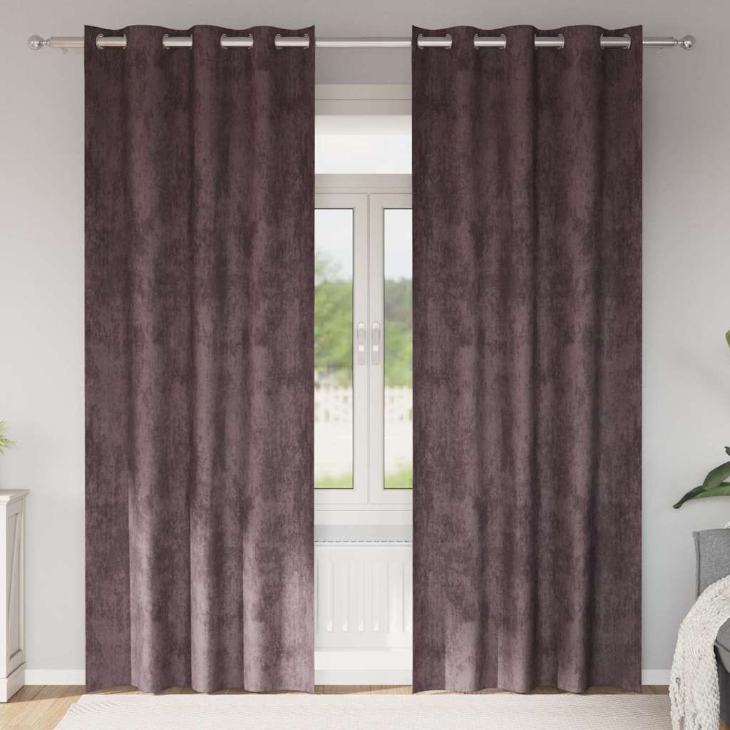 Velvet Curtains with Curtains 2 pcs Brown 245 x 140 cm Velvet