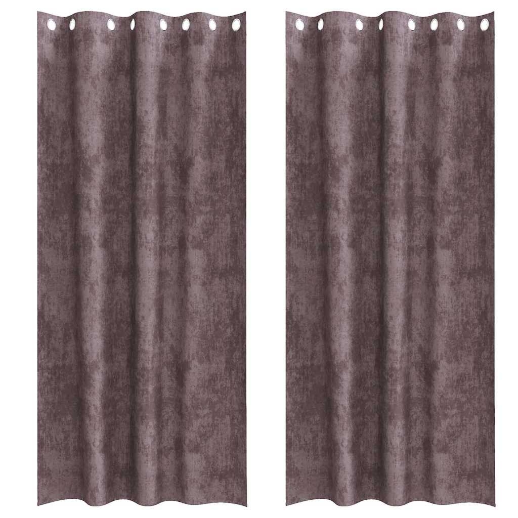 Velvet Curtains with Curtains 2 pcs Brown 245 x 140 cm Velvet