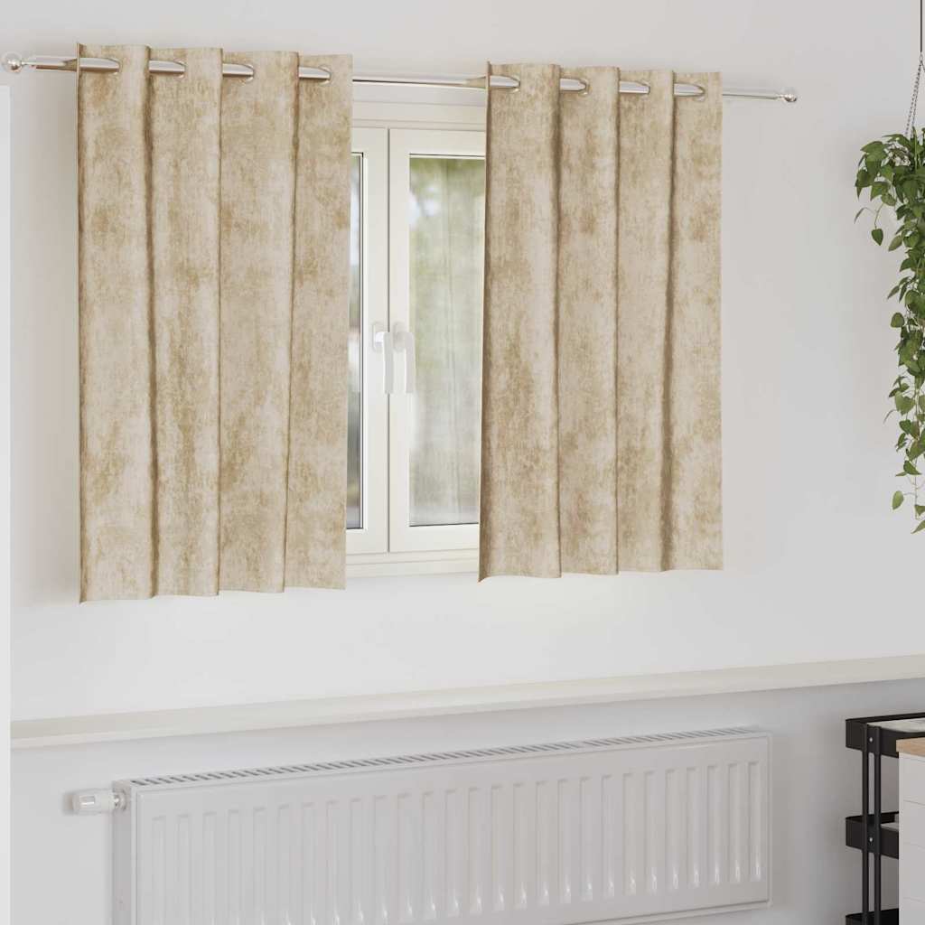 Velvet Curtains with Curtains 2 pcs Cream 140 x 140 cm Velvet