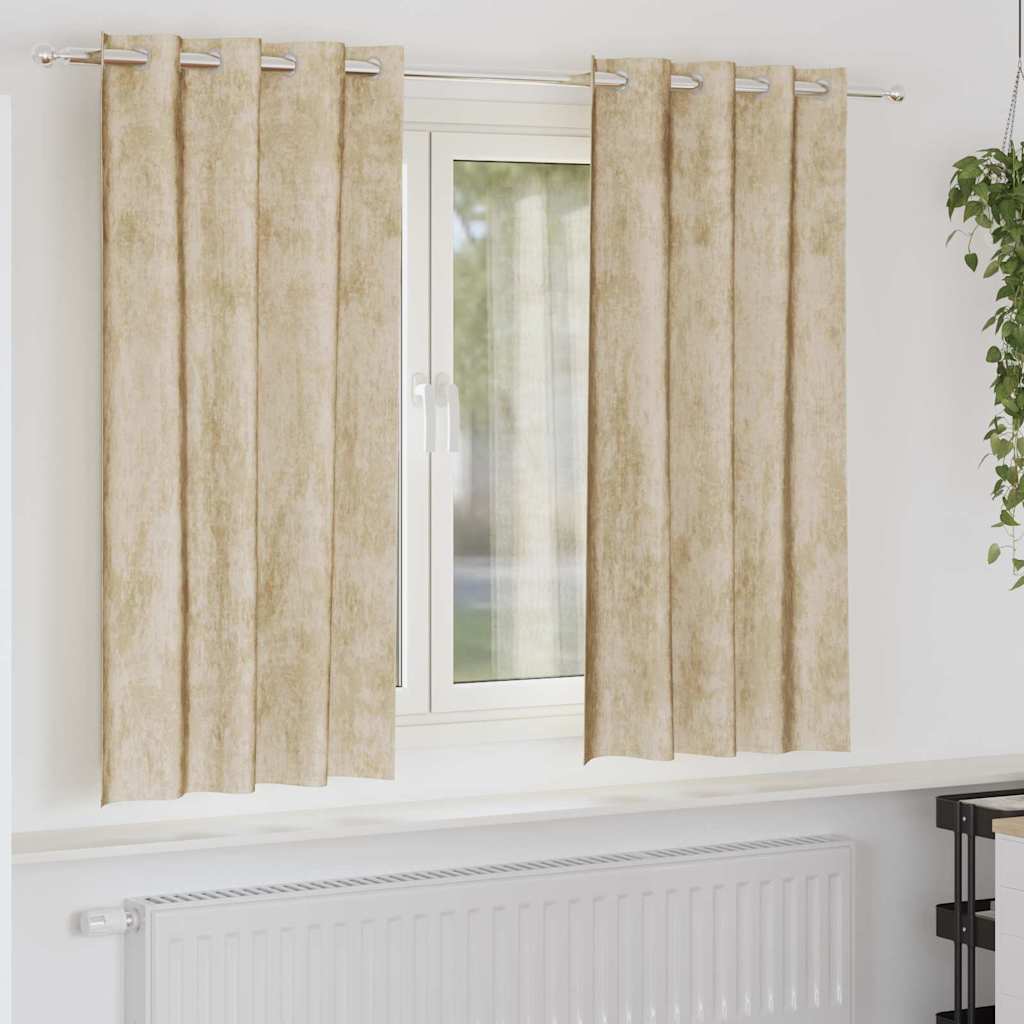 Velvet Curtains with Curtains 2 pcs Cream 175 x 140 cm Velvet