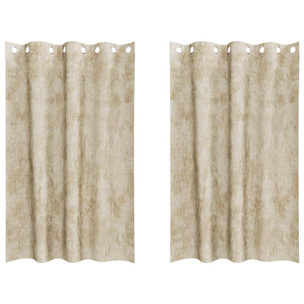 Velvet Curtains with Curtains 2 pcs Cream 175 x 140 cm Velvet