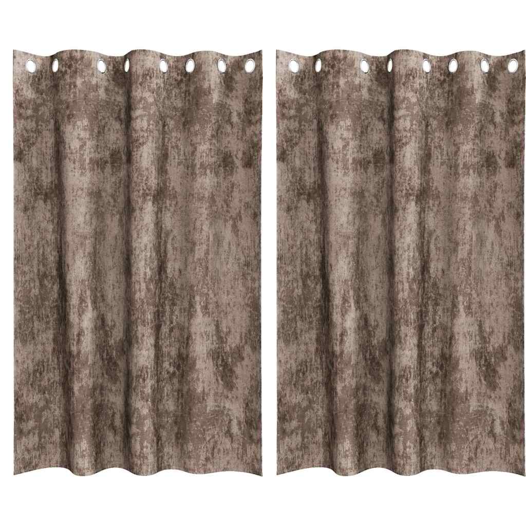 Velvet Curtains 2 pcs Cappuccino 175 x 140 cm Velvet