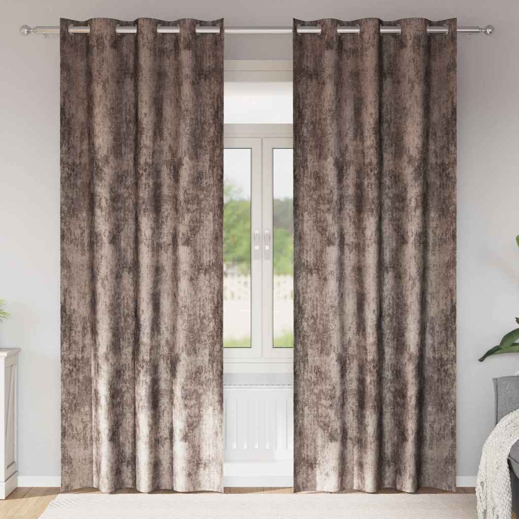 Velvet Curtains 2 pcs Cappuccino 225 x 140 cm Velvet